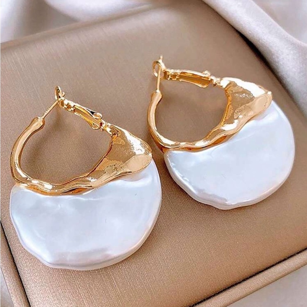 Elegant Mother of Pearl Hoop Earrings